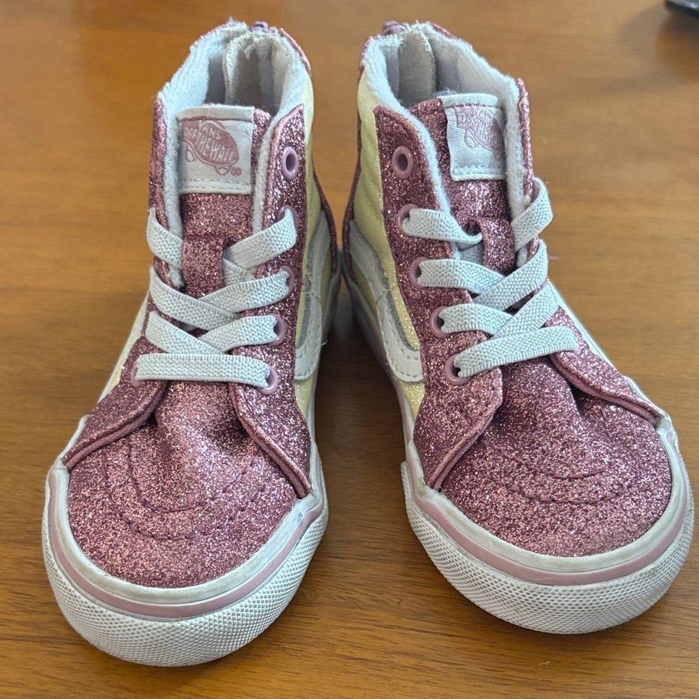 Vans Kids Sparkle High-Top Sneakers - Pink and White